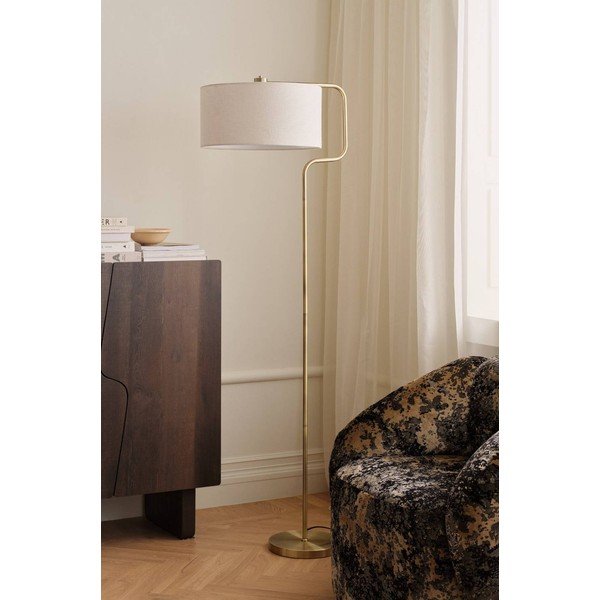 Krémovobiela/v mosadznej farbe látková stojacia lampa (výška  160 cm) Josho – Ellos Home-image-1