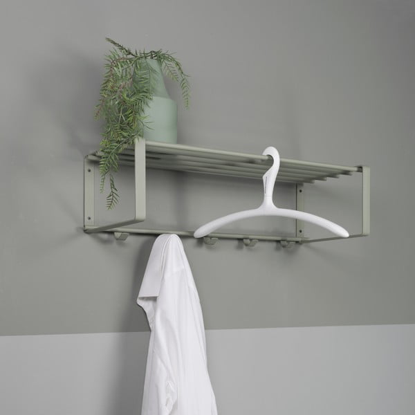 Sivozelený kovový nástenný vešiak s poličkou 70 cm Rex – Spinder Design-image-3