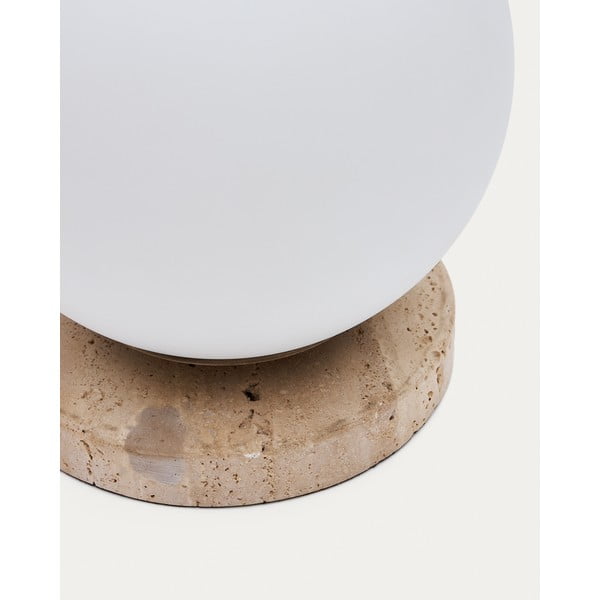 Biela stolová lampa so skleneným tienidlom (výška 22 cm) Malachi – Kave Home-image-4