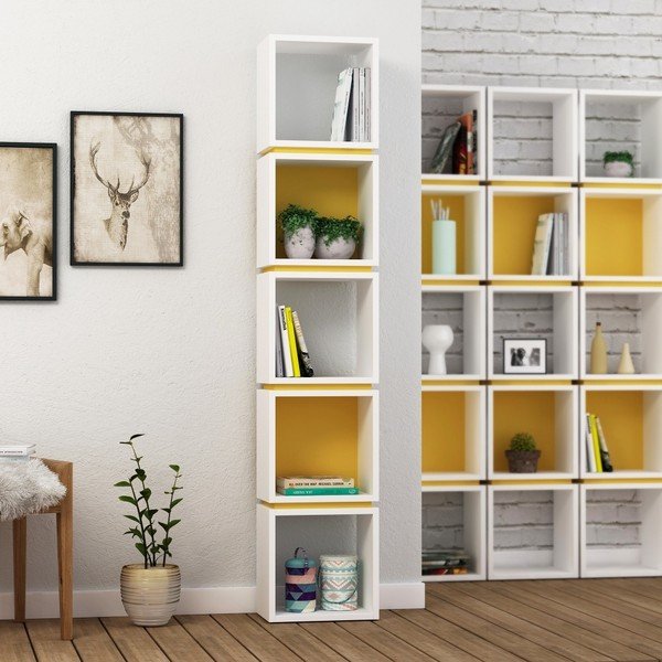 Bielo-oranžová knižnica Multi White Mustard-image-1