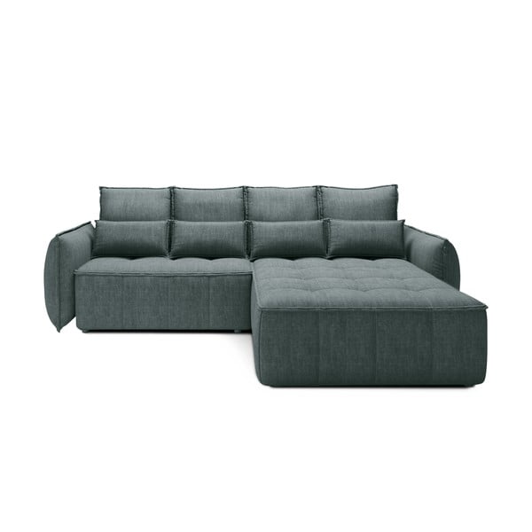 Zelená zamatová rozkladacia/s úložným priestorom rohová pohovka (pravý roh/s leňoškou) Campo – ELTAP