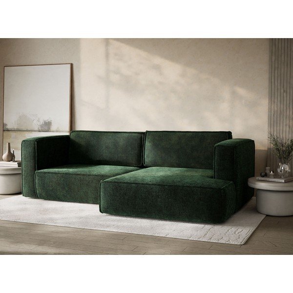 Tmavozelená ženilková rozkladacia/s úložným priestorom rohová pohovka (pravý roh/s leňoškou) Velto – Maison de Rêve-image-4