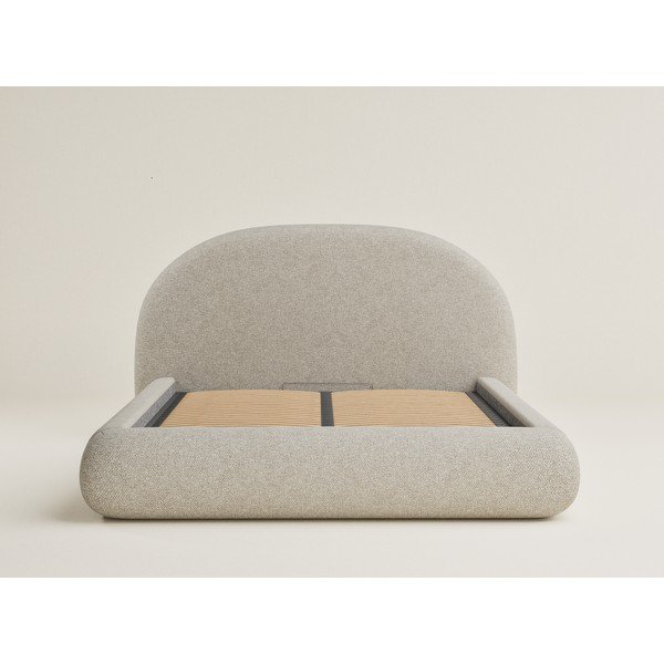 Béžová čalúnená dvojlôžková posteľ s úložným priestorom s roštom 180x200 cm Maumere – Maison de Rêve-image-2