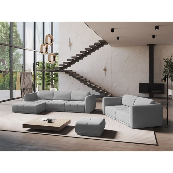 Svetlosivá rohová pohovka (ľavý roh) Hoku – Makamii-image-1