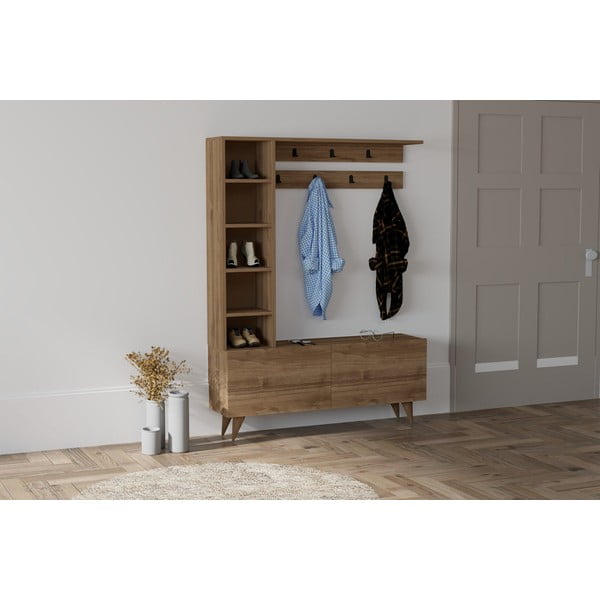 Predsieňová zostava v dekore orecha v prírodnej farbe Hale - Kalune Design-image-1