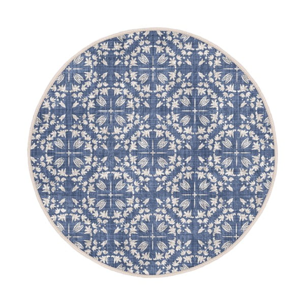 Modrý prateľný okrúhly koberec vhodný pre robotické vysávače ø 80 cm Comfort – Mila Home