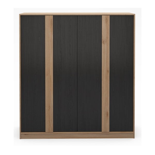 Šatníková skriňa v dekore duba v čierno-prírodnej farbe 180x197,5x53 cm Dennis – Marckeric