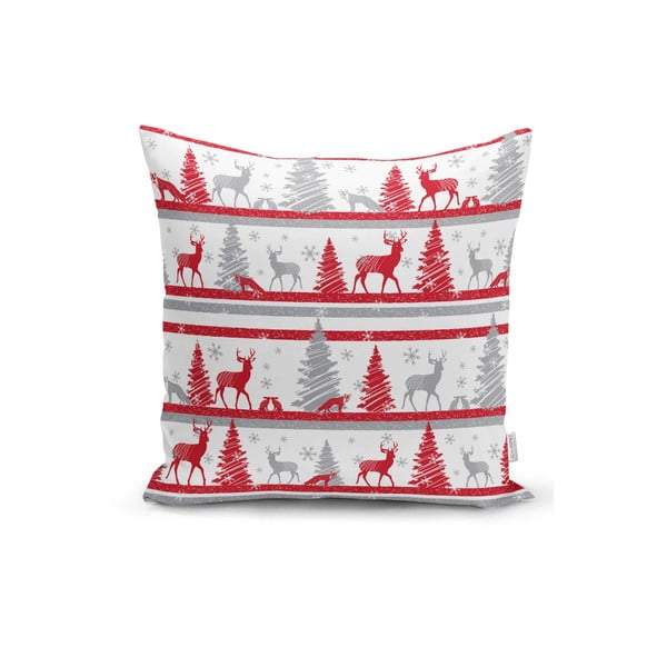Súprava 4 vianočných obliečok na vankúš a behúň na stôl Minimalist Cushion Covers Red Christmas-image-1