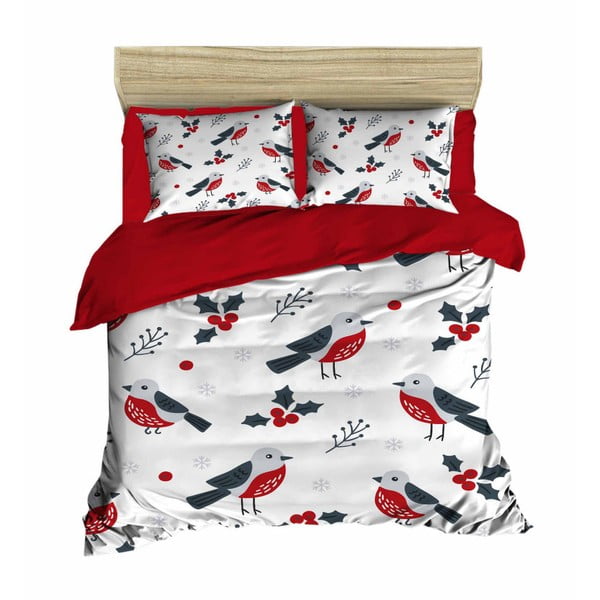Sada obliečky a plachty na dvojposteľ Birds Red, 200 × 220 cm