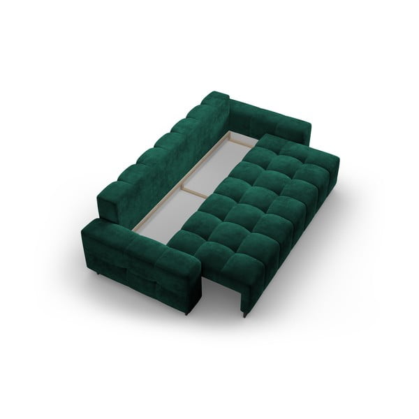 Zelená zamatová rozkladacia pohovka s úložným priestorom 250 cm Wicklow – Cosmopolitan Design-image-3