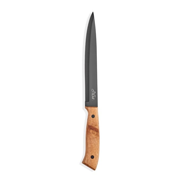 Čierny nôž s drevenou rukoväťou The Mia Cutt Chef, dĺžka 20 cm