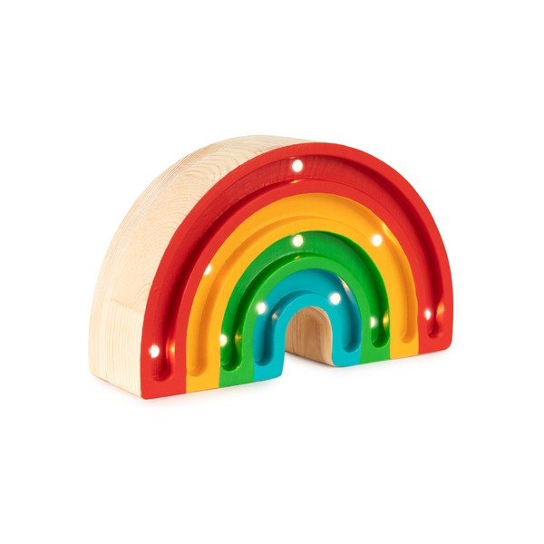 Farebná stolová lampa z borovicového dreva Little Lights Rainbow, šírka 20 cm-image-1