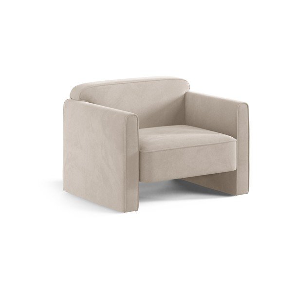 Béžové zamatové kreslo Abby – Micadoni 