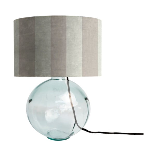 Béžová lampa z ručne fúkaného skla so zamatovým tienidlom Velvet Atelier