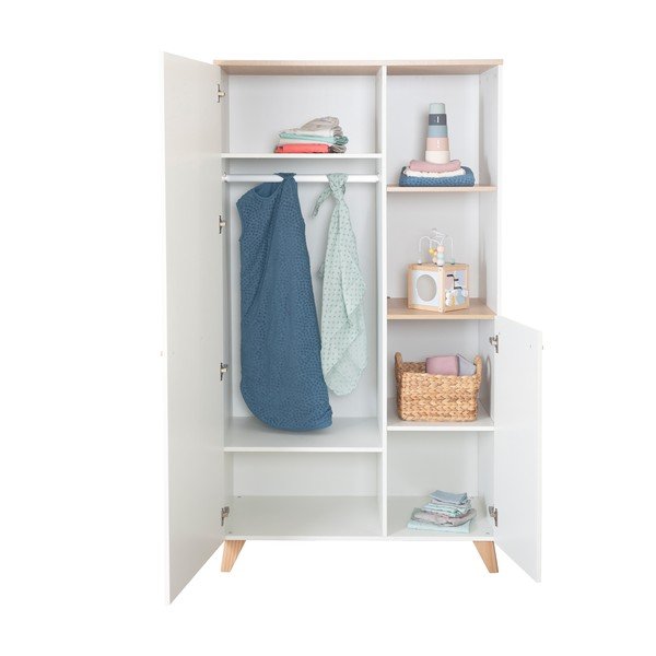 Biela detská šatníková skriňa v dekore duba 52x180x180 cm Léon – Roba-image-3