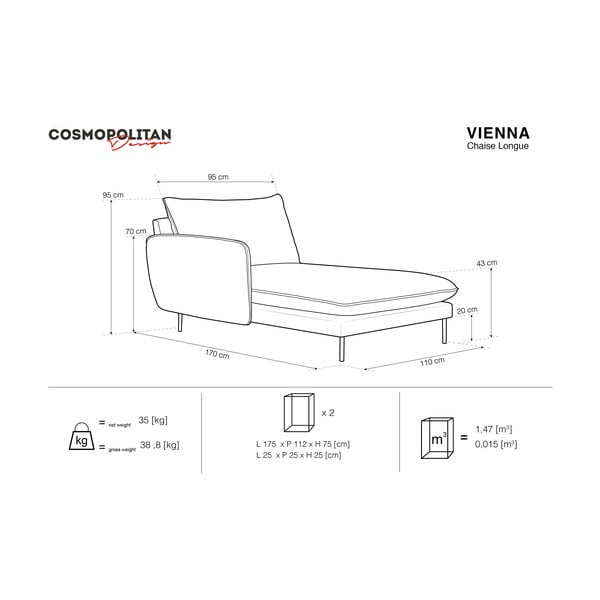 Béžová leňoška Cosmopolitan Design Vienna, ľavý roh-image-3