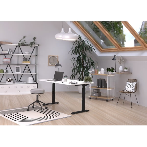 Pracovný stôl s nastaviteľnou výškou s bielou doskou 80x120 cm Downey – Germania-image-1