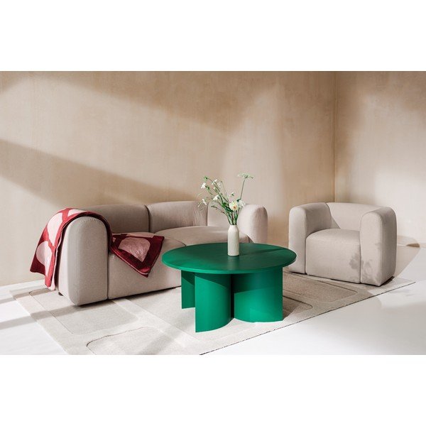 Zelený okrúhly konferenčný stolík s doskou v dekore jaseňového dreva ø 95 cm Gavo – noo.ma-image-2