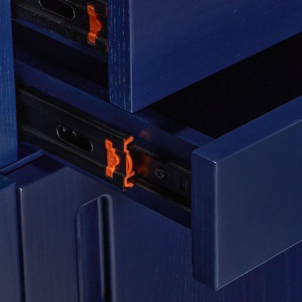 Knižnica z jaseňového dreva v tmavomodrej a sivej farbe 45x177 cm Study – Hübsch-image-3