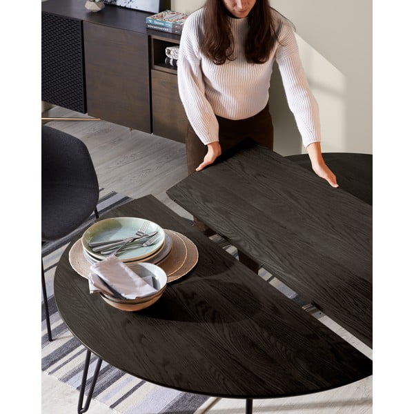 Okrúhly rozkladací jedálenský stôl s doskou v dekore jaseňového dreva ø 120 cm Norfort – Kave Home-image-2