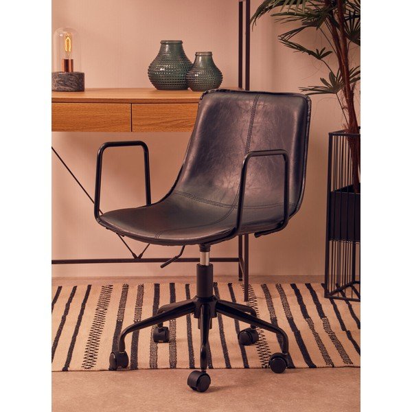 Čierna kancelárska stolička z imitácie kože Branson – Premier Housewares-image-3