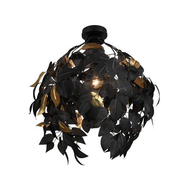 Matne čierne kovové stropné svietidlo s plastovým tienidlom ø 38 cm Leavy – Reality-image-3