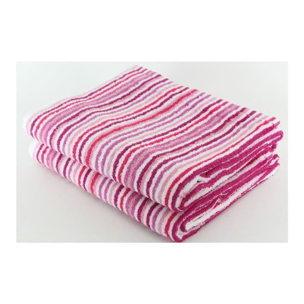 Set 2 osušiek Pink Stripes, 70x140 cm