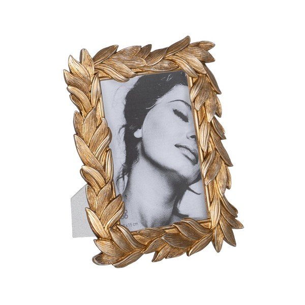 Polyresínový stojací rámček v zlatej farbe 16x20,5 cm Leaves – Ixia