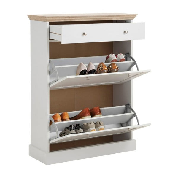 Biela skrinka na topánky s detailmi v dubovom dekore Støraa Bruce-image-1