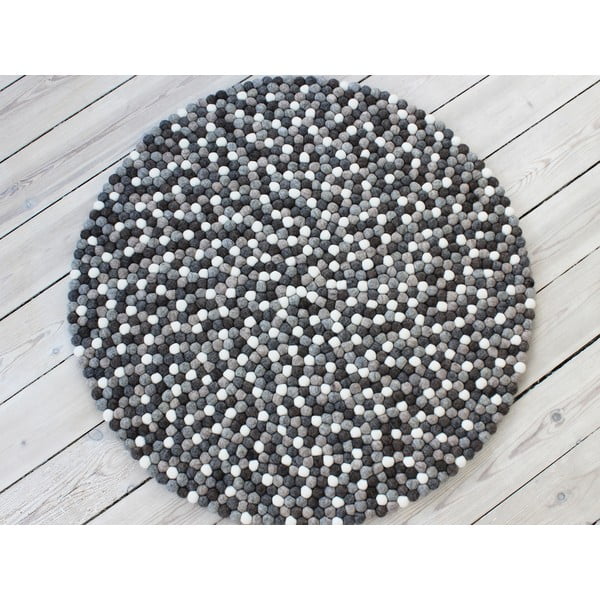Sivobiely guľôčkový vlnený koberec Wooldot Ball rugs, ⌀ 120 cm-image-1