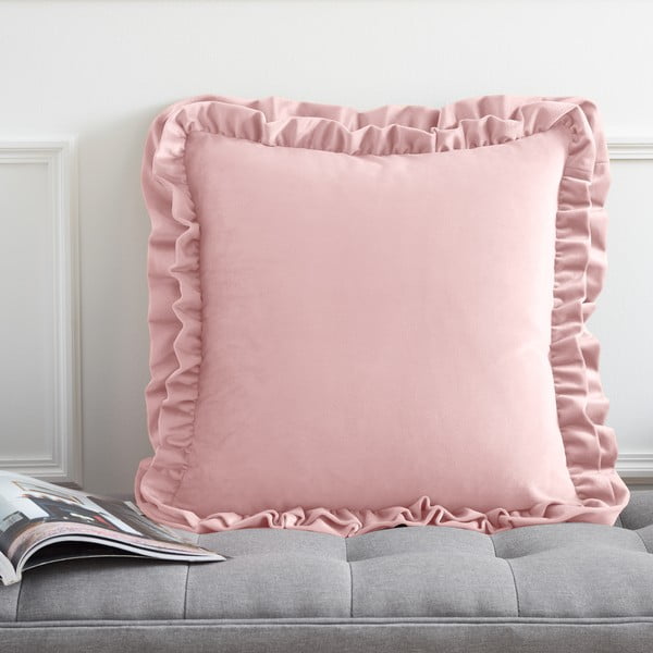 Zamatový dekoračný vankúš 43x43 cm Velvet Double Frill – Catherine Lansfield-image-1