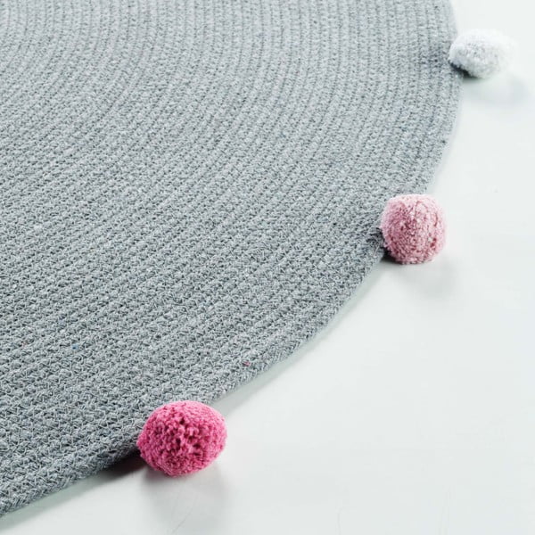 Svetlosivý okrúhly koberec ø 90 cm Pompomparty – douceur d'intérieur-image-3