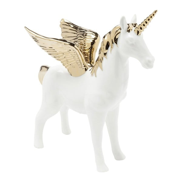 Biela dekorácia s detailmi v zlatej farbe Kare Design Figurine Unicorn