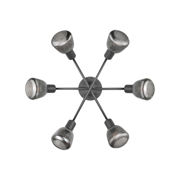 Čierne stropné svietidlo so skleneným tienidlom Tarifa – Trio-image-3