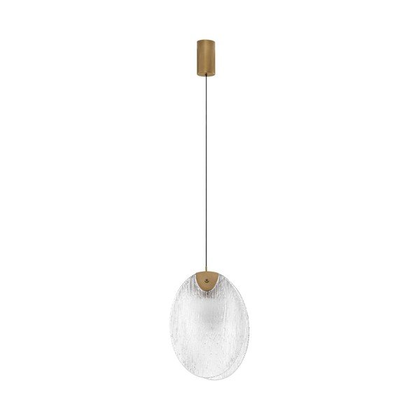 Oceľové LED závesné svietidlo v mosadznej farbe so skleneným tienidlom Shelina – Nova Luce