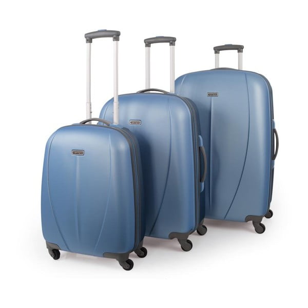 Sada 3 ks modrých kufrov Tempo