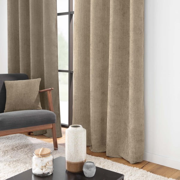 Svetlohnedý záves zo ženilky 140x260 cm Leo – douceur d'intérieur-image-1