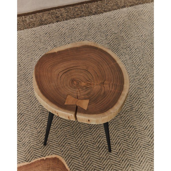 Okrúhly odkladací stolík s doskou z akácie 35x35 cm Tanive – Kave Home-image-2