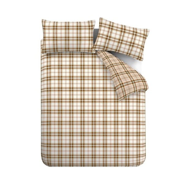 Oranžové/svetlohnedé obliečky na dvojlôžko/predĺžené 230x220 cm Kelso Check – Catherine Lansfield