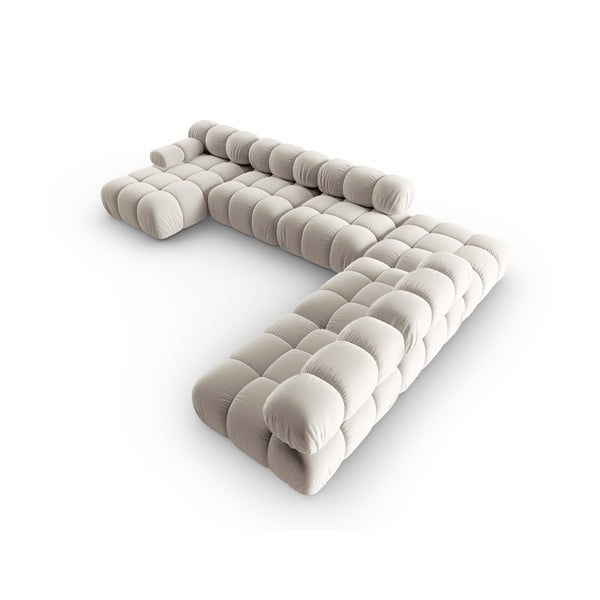 Béžová zamatová modulárna rohová pohovka (pravý roh/do tvaru "U") Bellis – Micadoni -image-4