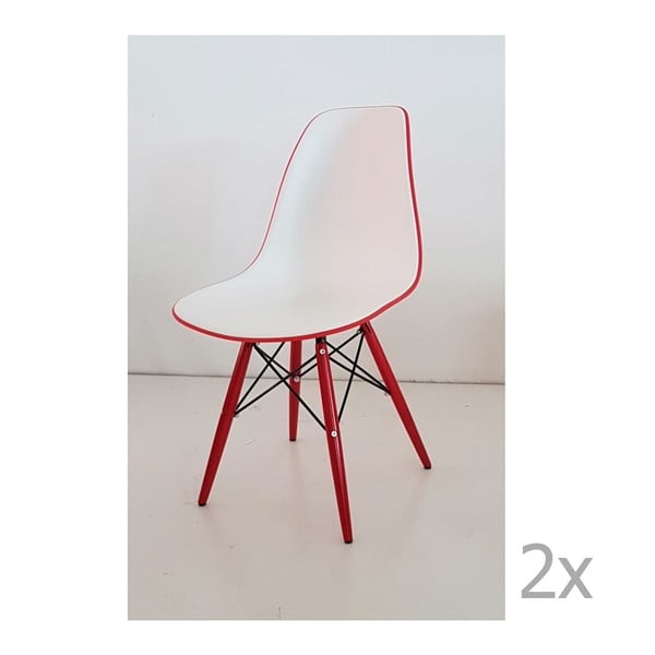 Sada 2 bielo-červených jedálenských stoličiek Castagnetti Poly