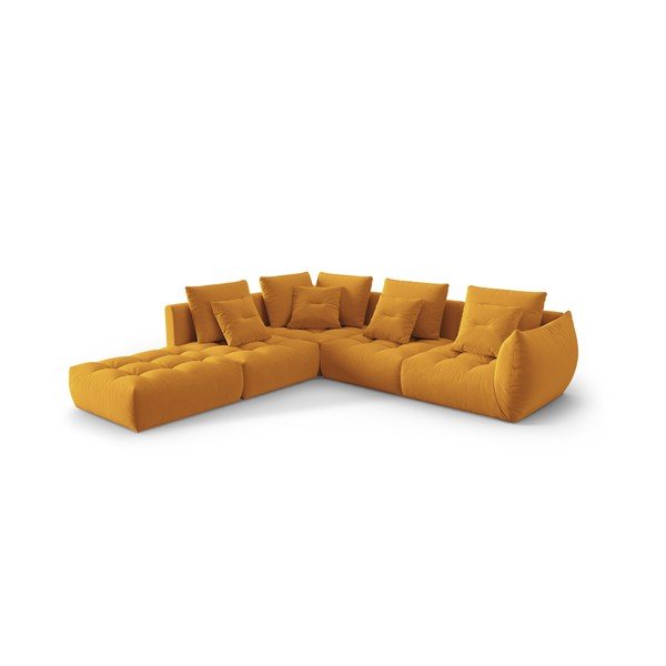 Žltá zamatová rohová pohovka (ľavý roh/do L) Bloom – Micadoni -image-2
