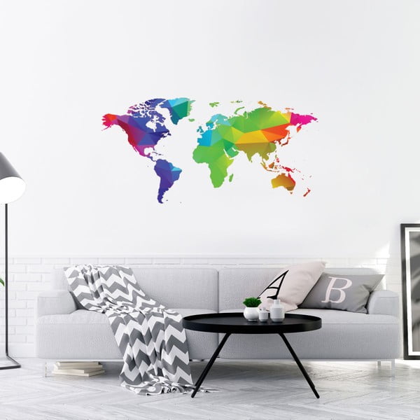 Nástenná samolepka Ambiance Wall Decal Origami Rainbow World Map, 40 × 80 cm