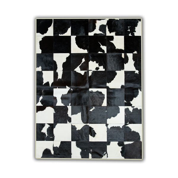 Koberec z pravej kože Black&White, 150x210 cm
