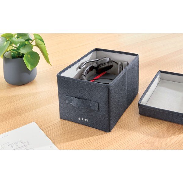 Tmavosivé látkové úložné boxy v súprave 2 ks s vekom 19x28.5x16 cm – Leitz-image-1