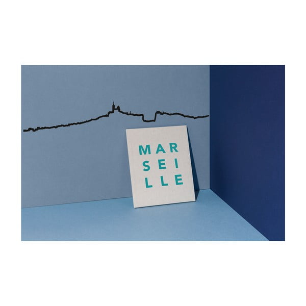 Čierna nástenná dekorácia so siluetou mesta The Line Marseille XL
