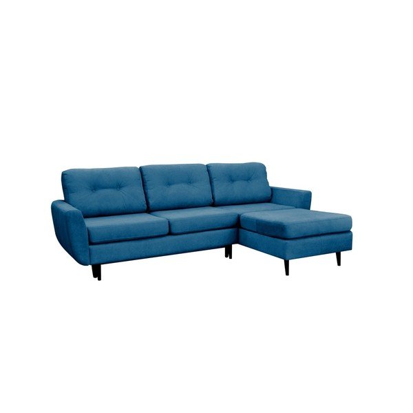 Tyrkysová rozkladacia pohovka s čiernymi nohami Mazzini Sofas Hortensia, pravý roh-image-1