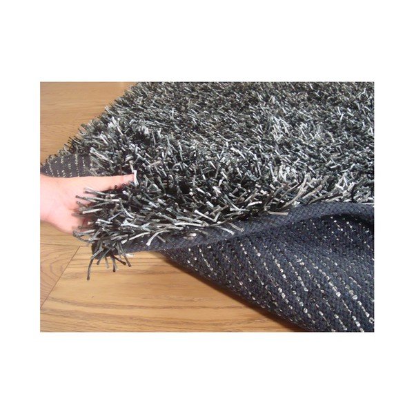 Koberec Shaggy Black Silver, 60x100 cm-image-2