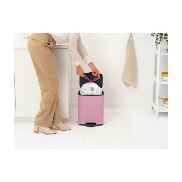 Ružový pedálový oceľový odpadkový kôš 12 l Bo – Brabantia-image-3