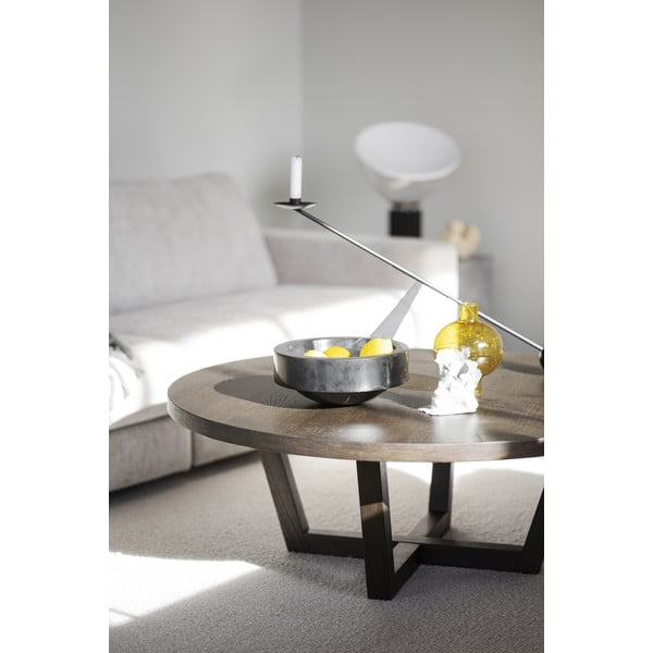 Tmavohnedý okrúhly konferenčný stolík v dekore duba ø 110 cm Boxford – Rowico-image-1